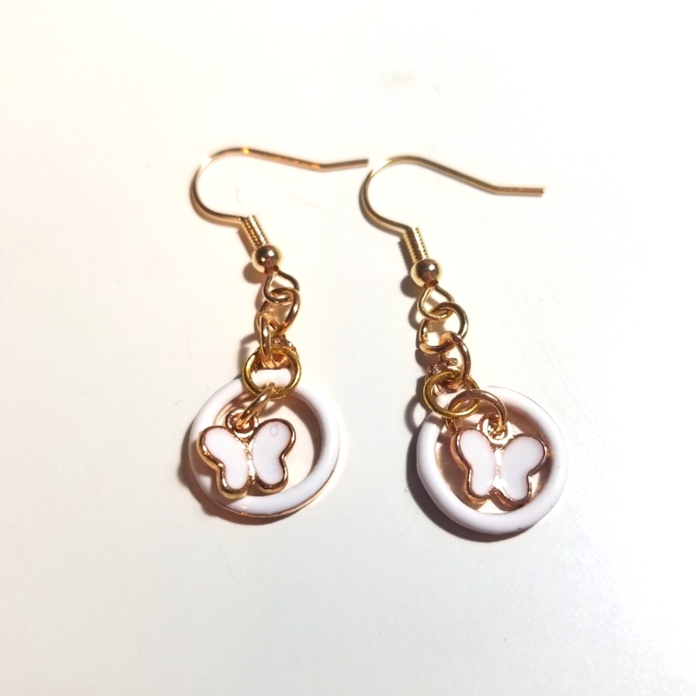 Butterfly In Circle Earrings